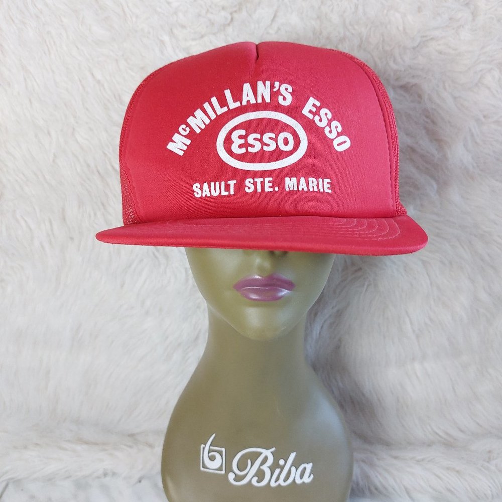 Vintage Esso Red Mesh Back Trucker Hat Cap